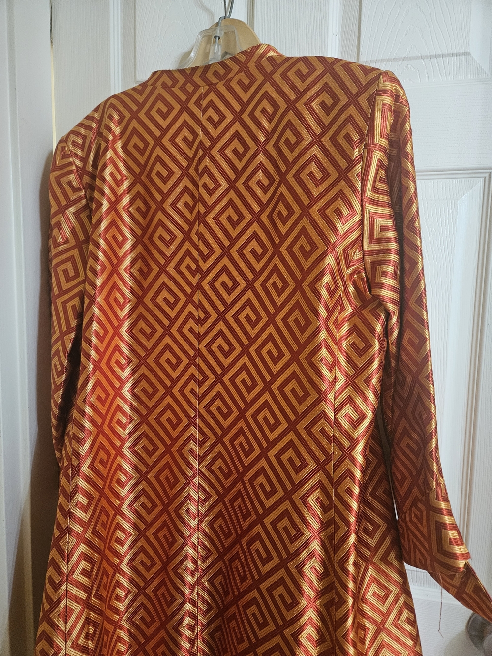 Statement Gold & Red Geometric Satin Blazer - Picture 5 of 10